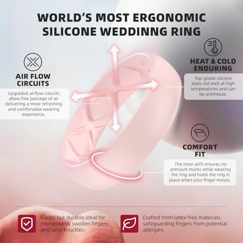 Image of Egnaro Silicone Wedding Bands Women, Inner Arc Ergonomic Breathable Design