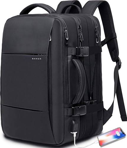 Image of BANGE Travel Backpack,Flight Approved Carry On Backpacks,Water Resistant Durable 17-inch Laptop,Large Business Weekender Luggage Backpack for Men women