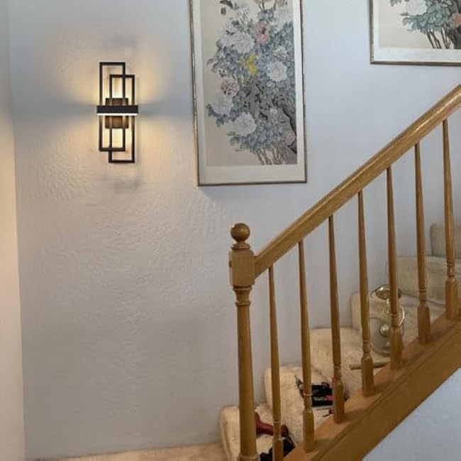 LamQee Modern Outdoor Wall Lights 20 inch Dual Rectangle 12W Black