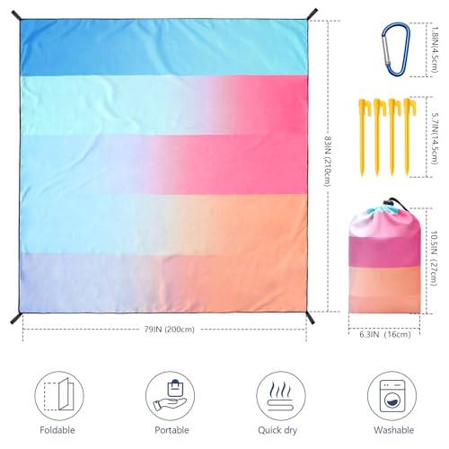 Image of WIWIGO Beach Blanket Waterproof Sandproof Beach Mat 79 inch X 83 inch /10'x9'for 2-8 Adults Quick Drying Outdoor Picnic Mat Beach Accessories for Travel, Camping, Hiking