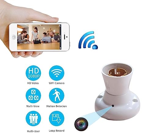 Image of GUPTAVISIONHD WiFi 1080P Spy Bulb Holder Camera Hidden Socket Camera Mini Security Secret Nanny Cam with Live Audio & Video Recording
