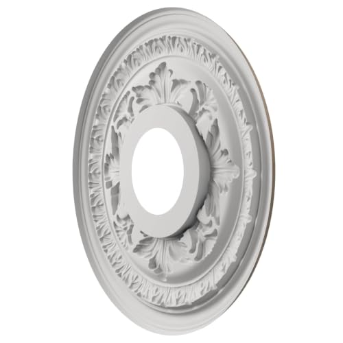 Image of Ekena Millwork 13 inchOD x 3 1 /2 inchID x 3 /4 inchP Baltimore Thermoformed PVC Ceiling Medallion (Fits Canopies up to 5 1 /4 inch), UltraCover Satin London Grey