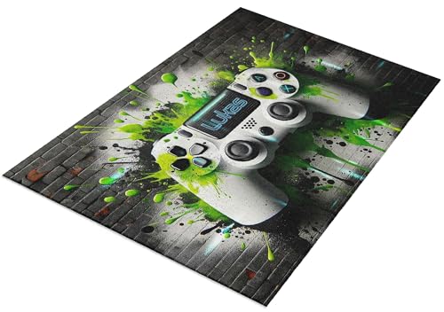 timalo® Moderner Gaming Teppich personalisiert mit Namen | Gamer Teppich Gaming Room | Fußmatte...