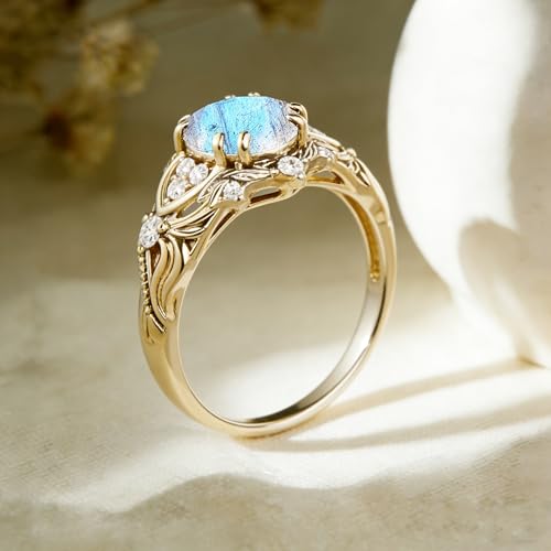 Image of Gemstone Vintage Rings for Women s925 Sterling Silver Round Cut 1.0 Carat Gemstone with Moissanite Promise Engagement Anniversary Ring for Her