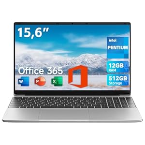 jumper 2025 Laptop 15, 6 Zoll FHD Display, 12 GB RAM 512 GB ROM, Office 365, Prozessor 6500Y Notebook(bis zu 2, 4 GHz), Akku 38 Wh, 2 Stereo-Lautsprecher, USB 3.0, Type-C, Digitale Tastatur