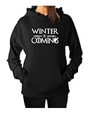 Qrupoad Women Winter is Coming Sweatshirt Game Thrones Hoodie Long Sleeve Oversized Cozy Fleece Pullover Tops with Pockets