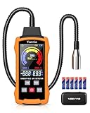 Natural Gas Detector with 18-Inch Gooseneck, Gas Leak Detector for Home, Gas Sniffer with Temp/Humidity, Audible & Visual Alarm, Locating The Source Like Propane Methane for RV (Includes Battery x6)