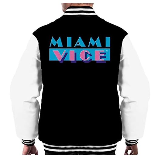Miami Vice Klassisk logotyp för män Varsity jacka, svart/vit, L