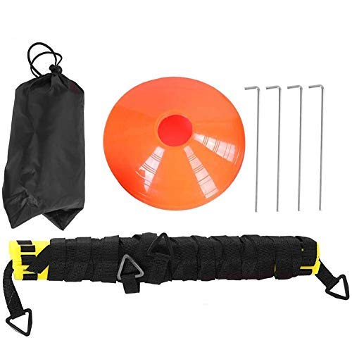H&H 20ft Speed and Agility Ladder Training Set, Include 5 Disc Cones, Resistance Parachute, 4 Steel Stakes for Outdoor Workout, Improves Coordination, Speed, Power and Strength (Red) - Thumbnail 7