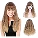 Produktbild STfantasy Perücken Damen Ombre Braun Zwei Ton gewellt gelockt Lolita Natürlich wig mit pony für Frauen Alltag Anime Cosplay Kostümparty Halloween Karneval (Mixed Blonde)