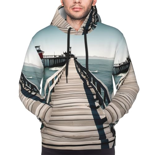 Sweat à capuche homme imprimé côtier idéal pour look décontracté
