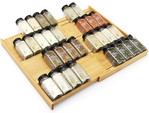 Thalomely Bamboo Spice Drawer Organizer, (Need 3.1” Deep...