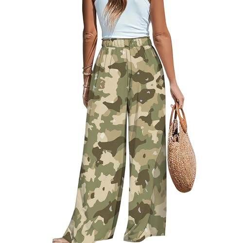 Casual High Waist Loose Wide Leg Pants for Women Floral Print Palazzo Pants Lounge Beach Vacation Trousers2