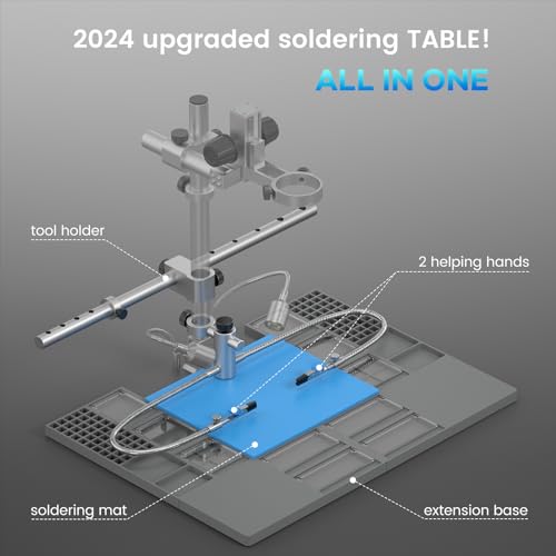 Image of Digital Microscope Plus Extension Base and Soldering Tools Kit for 3 Lens Digital Microscope 13 inch Boom Arm Stand, Soldering Mat Helping Hands for Electronics Repair (LM246MS, LM249MS,LM249ES)
