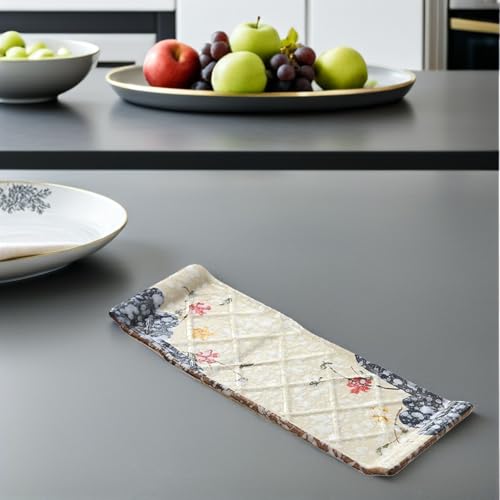 Plato rectangular de cerámica estilo japonés 10 pulgadas miniatura 5