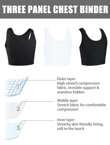 XUJI Transgender FTM Breathable Seamless Half Chest Binder4