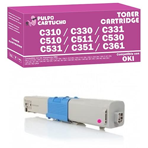 Pulpo Cartucho   Toner C310 / C330 / C331 / C510 / C511 / C530 / C531 / C351 / C361 Magenta Compatible con Oki 44469705   Valido para Impresoras Oki