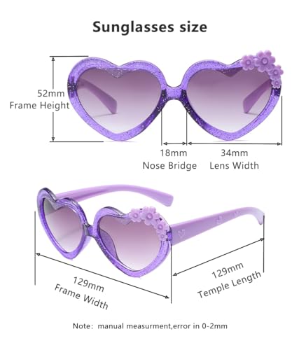 Kids Heart Sunglasses UV 400 Protection Heart Shaped Flower Glasses for Girls Boys Age 3-10 Eyewear Beach Holiday4