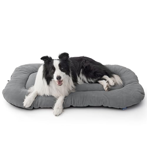 Bedsure Washable Dog Crate Pad for Extra Large Dogs, Flat Puppy Kennel Dog Bed for Crate, Ultra Soft Fleece Pet Sleeping Mat with Non-Slip Bottom, Light Grey XL 41