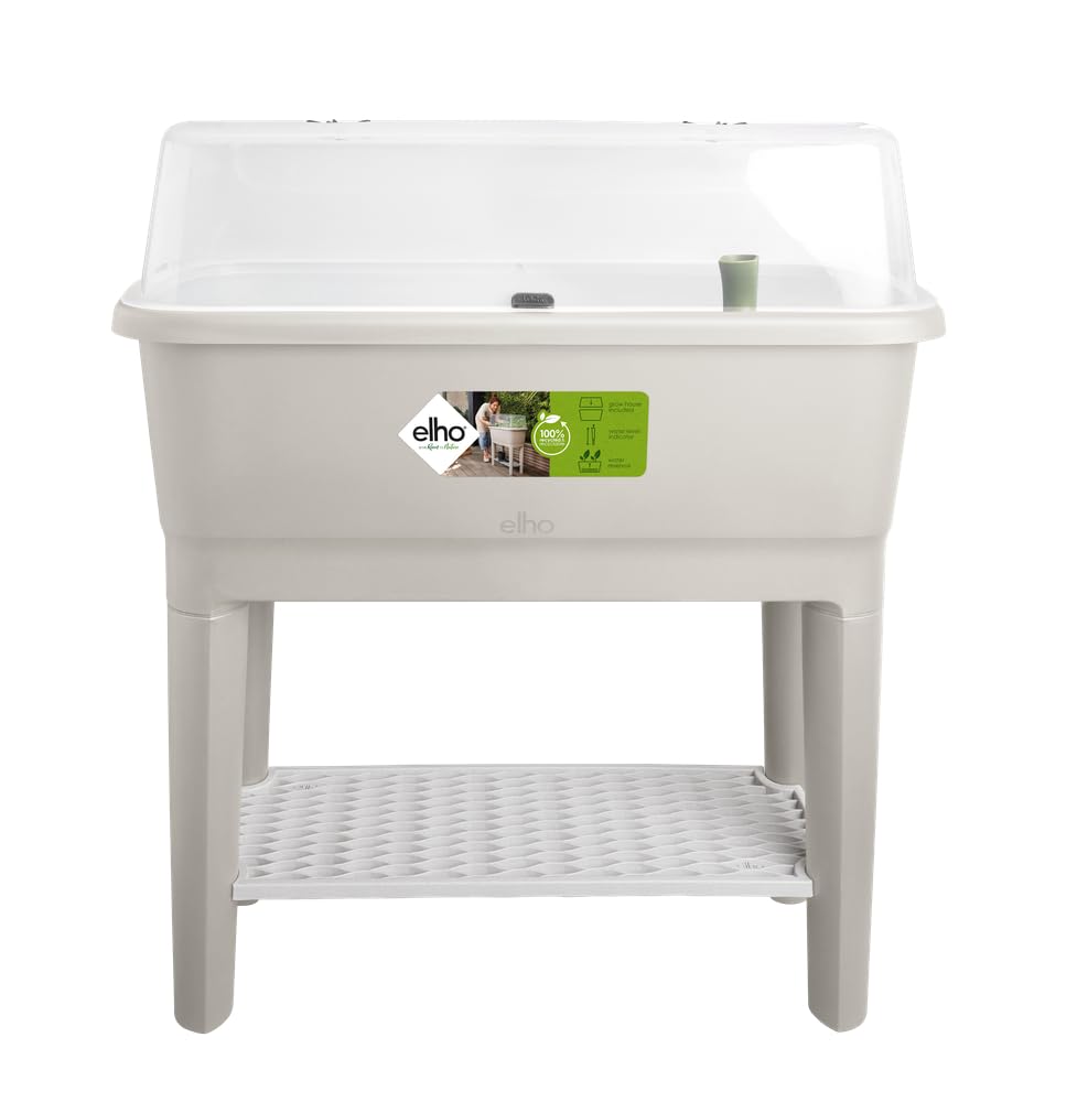 Elho Noa Grow Table 80 - Jardinera por Cultívalo tú Mismo - Ø 78.5 x H 34.2 cm - Warm Grey
