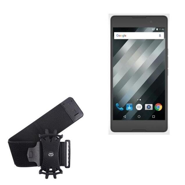 BoxWave Holster Compatible with YU Reka S - ActiveStretch Sport Armband, Adjustable Armband for Workout and Running - Jet Black