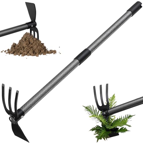 Weeding Tool, Hoe Cultivator 2 in 1 Garden Tools - 31' Heavy Duty Weeder Hand Tiller Weeding Rake...