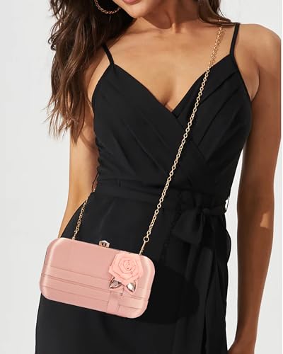 Image of ADISA Studded flower formal party clutch with pearl handle and gold chain for women and girls (CL111)