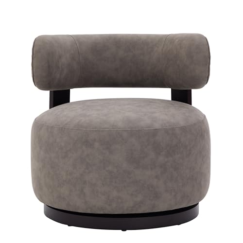 Sillón giratorio piel sintética marrón oscuro gris miniatura 4