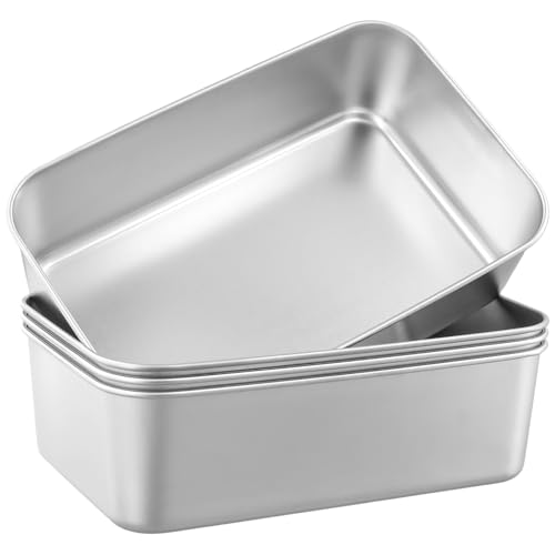 UNGFEI 4 Pack Bread Baking Loaf Pan, 2lb Stainless Steel Rectangular Loaf Tin for Bread, Pie, Lasagna, (9 x 5 inch)