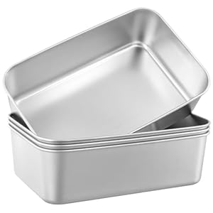 4 Pack Bread Baking Loaf Pan, 2lb Stainless Steel Rectangular Loaf Tin for Bread, Pie, Lasagna, (9 x 5 inch)