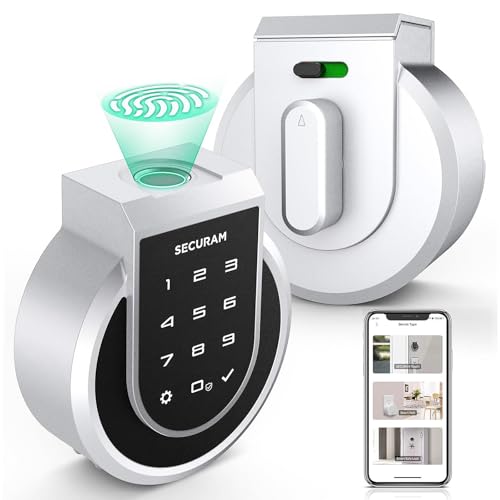 SECURAM Touch Fingerprint Smart Lock, Keyless Entry Door Lock for Front Door, WiFi Door Lock, App Remote Control, Voice Control via Alexa or Google, Silver