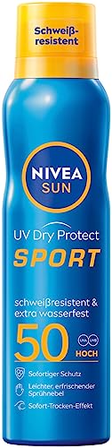 NIVEA Sun UV Dry Protect Sport Sun Spray SPF 50 (200 ml), 100% Transparent and Refreshing Sun Protection, Sweat-resistant & Extra Waterproof Sun Spray