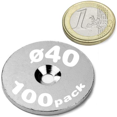 Contrepartie pour aimants en disque métal rond Ø 40 mm avec trou fraisé
