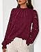 KIRUNDO Blouses for Women Dressy Casual Lace Long Sleeve Tops Mock Neck Ruffle Hem Shirts Fall Fashion Clothes(Burgundy, Medium)