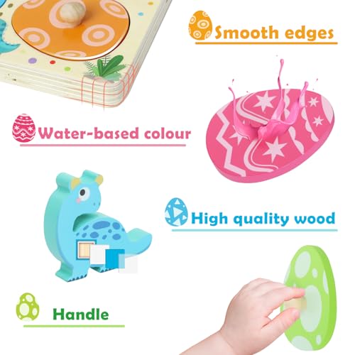 LZDMY Montessori Spielzeug ab 1 Jahr Baby Holzpuzzle, Dino Eier Motorikspielzeug für 10-36 Monate Mädchen Junge Kinder Greifpuzzle Steckspielzeug Sortierspiel Geburtstag Ostern Weihnacht Geschenk
