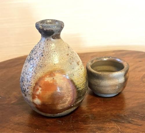 Bizen Tokuri Guinomi Set, Assembly, Made by Kanzan, Bizen Ware