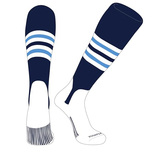 PEAR SOX OTC Baseball Softball Stirrup Socks (F, 5in) Navy, White, Sky Blue