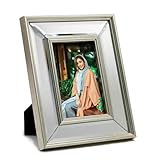 YUNDINGJI 4x6 Beveled Clear Mirror Silver Arc edge Photo Frame-Organic Glass Black Velvet Back Panel for Family,Wedding,Festival,Art,Wall,Tabletop,Decoration and Display.