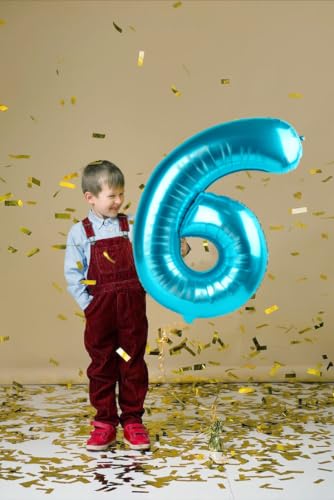 Image of 5 Balloon Numbers Birthday Decorations, 40In Light Blue Balloons for Party | Eye-catching Appearance, Perfect Decorative Centerpieces, Convenient Self-sealing Structure, Widely for Various Occasions