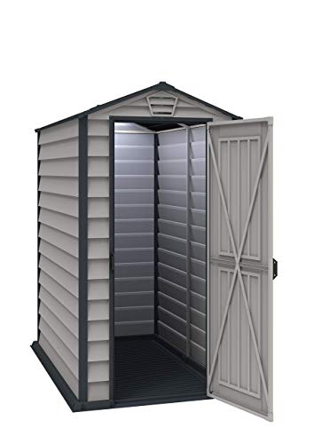 Duramax-EverMore-4-x-6-ft-Plastic-Garden-Storage-Shed-Adobe-Grey-Fire-Retardant-All-Weather-Outdoor-Storage-Solution-Includes-Plastic-Floor-Strong-Structure-Maintenance-Free-Vinyl-Shed