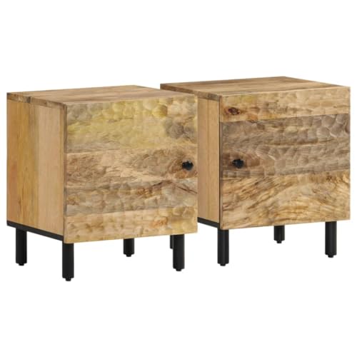 vidaXL Mesitas de Noche 2 uds Madera Maciza de Mango 40x33x46 cm
