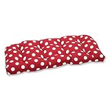Pillow Perfect Outdoor/Indoor Polka Dot Red Tufted Loveseat Cushion, 44' x 19'