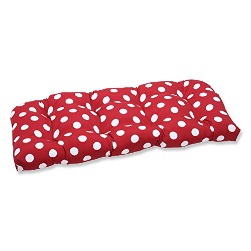 Pillow Perfect Outdoor/Indoor Polka Dot Red Tufted Loveseat Cushion, 44" x 19"