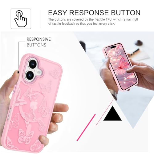 Coque iPhone 16 Plus rigide et douce motif papillon pour éviter les rayures - 5