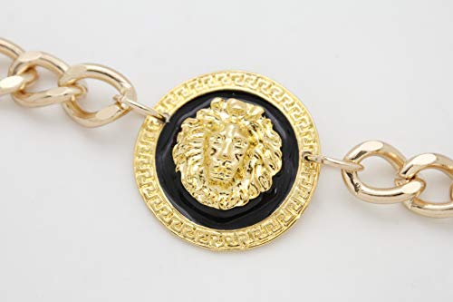 Women’s Trendy Gold Metal Chain Links Belt with Lion Head Charm – Adjustable Fit M/L/XL – Waist or Hip Wear4