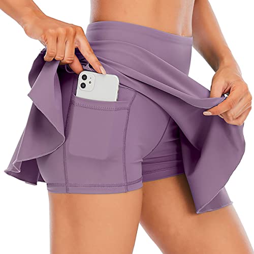 Jupe Avec Poche Sport Jupe De Tennis SamHeng Avec Short Intégré | Taille Haute Plissée Avec Poche | Pour Sport Et Daily Wear Jupe Tennis Femme