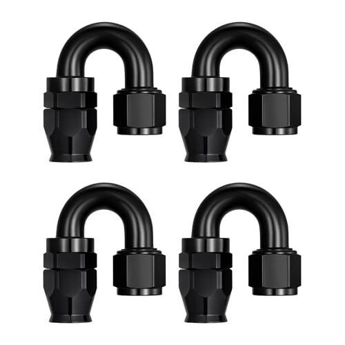 Image of EVIL ENERGY 10AN PTFE Hose End Fitting 180 Degree Black for PTFE Hose Only 4PCS