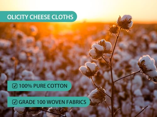 Image of Olicity Cheese Cloths for Straining 50x50cm - 3 Pack Unbleached Fine Weave Muslin Cloths for Cooking | Reusable Overlocked Cheesecloth for Straining Liquids, Making Jam & Bread | Cotton Cloth Strainer