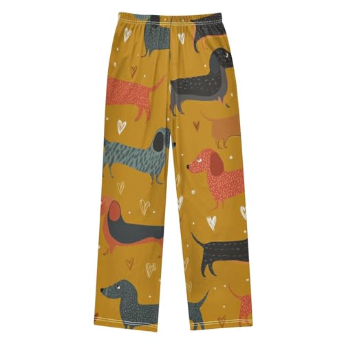 Cute Dachshund Love Boys Long Pants Soft Trousers Elastic Waist Kids Lounge Bottoms with Pockets S-XL2