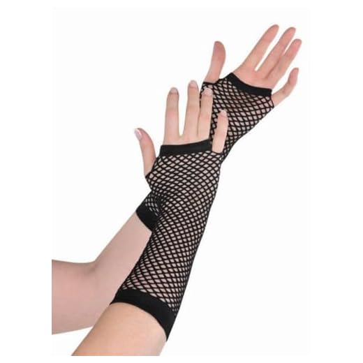 amscan Black Long Fishnet Fingerless Gloves